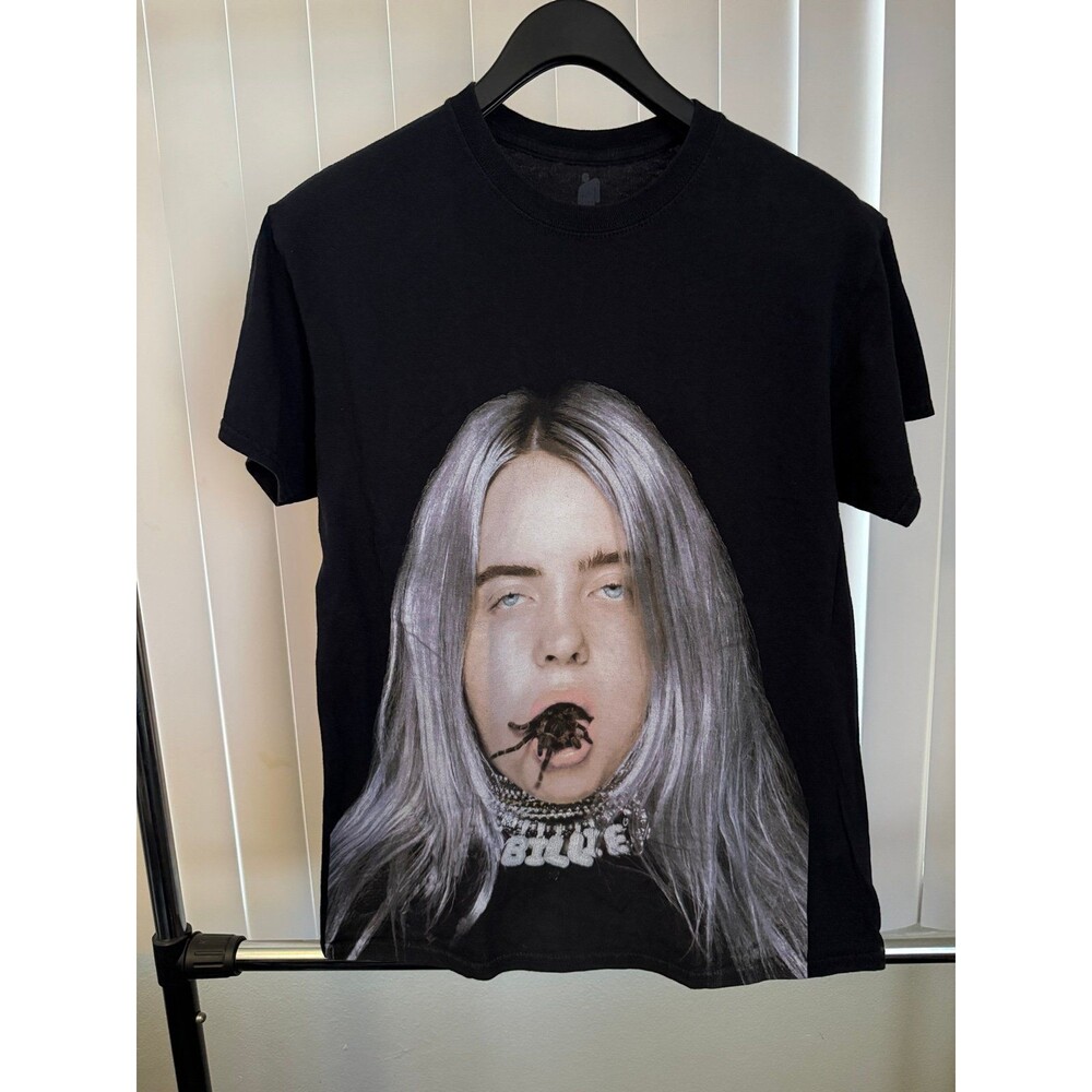 Men’s Billie Eilish Tarantula Mouth Black T-Shirt 2019 Tour Band Tee Size Small